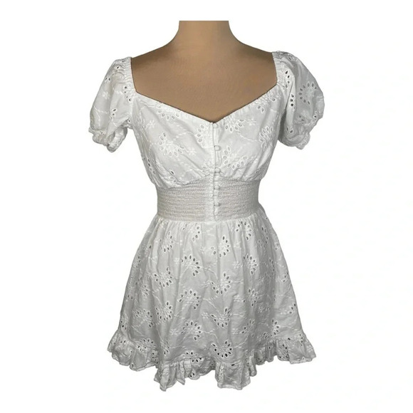 Finders Keepers Ditsy Doo White Embroidered Eyelet‎ Minidress size 6 - Picture 5 of 15